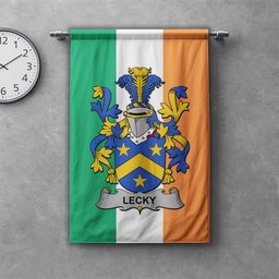 ScotsTee Shop Irish Lecky or Lackey Clan Coat of Arms Irish Tartan Gonfalon Flag