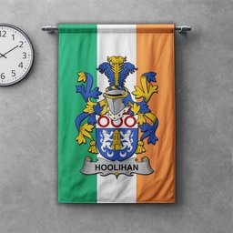 ScotsTee Shop Irish Hoolihan or O'Holohan Clan Coat of Arms Irish Tartan Gonfalon Flag