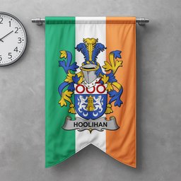 ScotsTee Shop Irish Hoolihan or O'Holohan Clan Coat of Arms Irish Tartan Gonfalon Flag