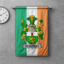ScotsTee Shop Irish McGuiness or McGenis Clan Coat of Arms Irish Tartan Gonfalon Flag