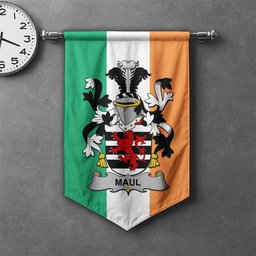 ScotsTee Shop Irish Maul or Maule Clan Coat of Arms Irish Tartan Gonfalon Flag