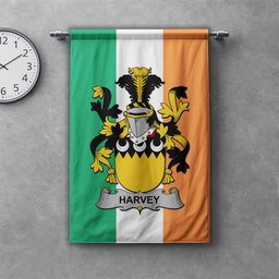 ScotsTee Shop Irish Harvey or Hervey Clan Coat of Arms Irish Tartan Gonfalon Flag