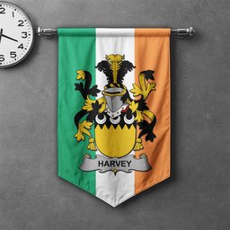 ScotsTee Shop Irish Harvey or Hervey Clan Coat of Arms Irish Tartan Gonfalon Flag