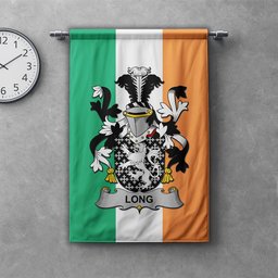 ScotsTee Shop Irish Long or Longe Clan Coat of Arms Irish Tartan Gonfalon Flag