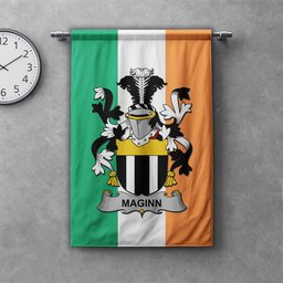ScotsTee Shop Irish Maginn or Ginn Clan Coat of Arms Irish Tartan Gonfalon Flag