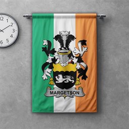 ScotsTee Shop Irish Margetson Clan Coat of Arms Irish Tartan Gonfalon Flag