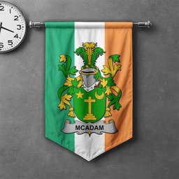 ScotsTee Shop Irish McAdam Clan Coat of Arms Irish Tartan Gonfalon Flag