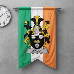 ScotsTee Shop Irish Lyndon or Gindon Clan Coat of Arms Irish Tartan Gonfalon Flag
