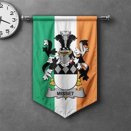 ScotsTee Shop Irish Misset Clan Coat of Arms Irish Tartan Gonfalon Flag