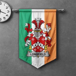 ScotsTee Shop Irish Longfield Clan Coat of Arms Irish Tartan Gonfalon Flag