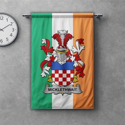 ScotsTee Shop Irish Micklethwait Clan Coat of Arms Irish Tartan Gonfalon Flag