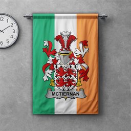 ScotsTee Shop Irish McTiernan or Kiernan Clan Coat of Arms Irish Tartan Gonfalon Flag