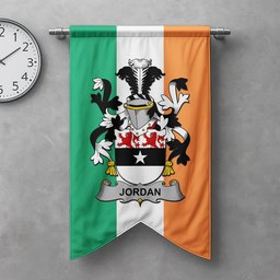 ScotsTee Shop Irish Jordan Clan Coat of Arms Irish Tartan Gonfalon Flag