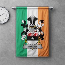 ScotsTee Shop Irish Jordan Clan Coat of Arms Irish Tartan Gonfalon Flag