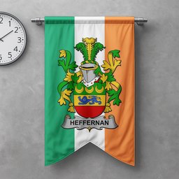 ScotsTee Shop Irish Heffernan or O'Heffernan Clan Coat of Arms Irish Tartan Gonfalon Flag