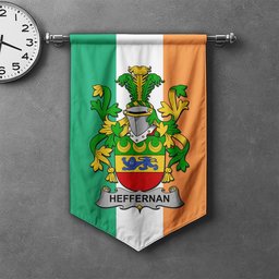 ScotsTee Shop Irish Heffernan or O'Heffernan Clan Coat of Arms Irish Tartan Gonfalon Flag