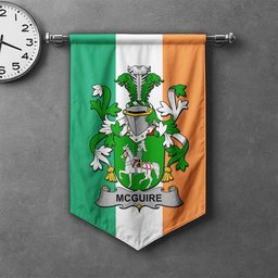 ScotsTee Shop Irish McGuire and Maguire Clan Coat of Arms Irish Tartan Gonfalon Flag