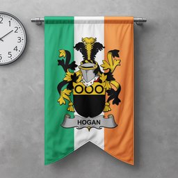 ScotsTee Shop Irish Hogan or O'Hogan Clan Coat of Arms Irish Tartan Gonfalon Flag