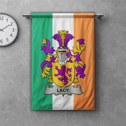 ScotsTee Shop Irish Lacy or De Lacy Clan Coat of Arms Irish Tartan Gonfalon Flag