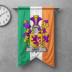 ScotsTee Shop Irish Lacy or De Lacy Clan Coat of Arms Irish Tartan Gonfalon Flag
