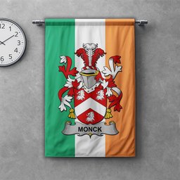 ScotsTee Shop Irish Monck or Moncke Clan Coat of Arms Irish Tartan Gonfalon Flag