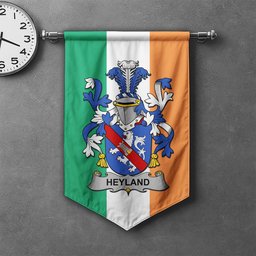 ScotsTee Shop Irish Heyland Clan Coat of Arms Irish Tartan Gonfalon Flag