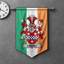 ScotsTee Shop Irish Lindsey Clan Coat of Arms Irish Tartan Gonfalon Flag