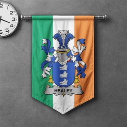 ScotsTee Shop Irish Healey or O'Healey Clan Coat of Arms Irish Tartan Gonfalon Flag