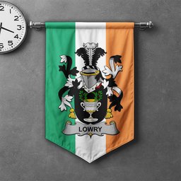 ScotsTee Shop Irish Lowry or Lavery Clan Coat of Arms Irish Tartan Gonfalon Flag