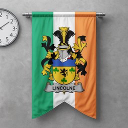 ScotsTee Shop Irish Lincolne Clan Coat of Arms Irish Tartan Gonfalon Flag