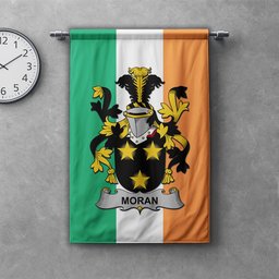 ScotsTee Shop Irish Moran or O'Moran Clan Coat of Arms Irish Tartan Gonfalon Flag