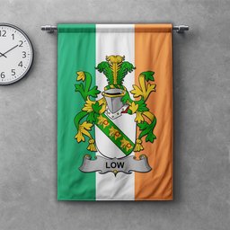 ScotsTee Shop Irish Low Clan Coat of Arms Irish Tartan Gonfalon Flag