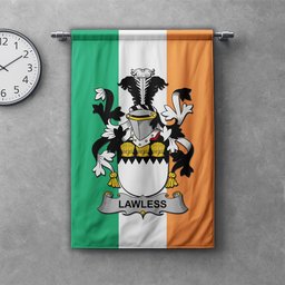 ScotsTee Shop Irish Lawless Clan Coat of Arms Irish Tartan Gonfalon Flag