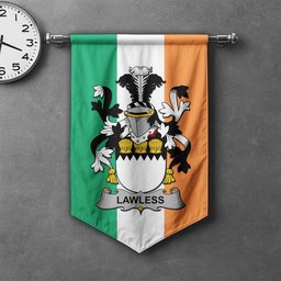 ScotsTee Shop Irish Lawless Clan Coat of Arms Irish Tartan Gonfalon Flag