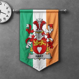 ScotsTee Shop Irish Hart or O'Hart Clan Coat of Arms Irish Tartan Gonfalon Flag