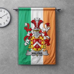 ScotsTee Shop Irish Malpas Clan Coat of Arms Irish Tartan Gonfalon Flag