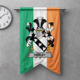 ScotsTee Shop Irish Kenley Clan Coat of Arms Irish Tartan Gonfalon Flag