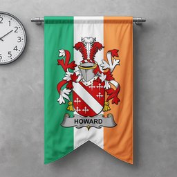 ScotsTee Shop Irish Howard Clan Coat of Arms Irish Tartan Gonfalon Flag