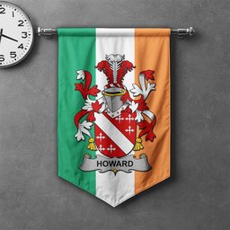 ScotsTee Shop Irish Howard Clan Coat of Arms Irish Tartan Gonfalon Flag