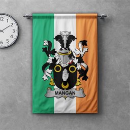 ScotsTee Shop Irish Mangan or O'Mangan Clan Coat of Arms Irish Tartan Gonfalon Flag