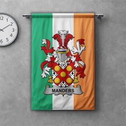 ScotsTee Shop Irish Manders Clan Coat of Arms Irish Tartan Gonfalon Flag