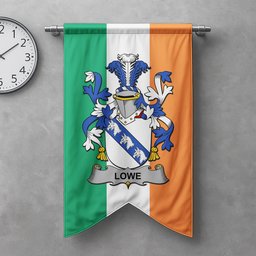 ScotsTee Shop Irish Lowe Clan Coat of Arms Irish Tartan Gonfalon Flag