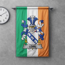 ScotsTee Shop Irish Lowe Clan Coat of Arms Irish Tartan Gonfalon Flag