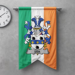 ScotsTee Shop Irish Lea or McLea Clan Coat of Arms Irish Tartan Gonfalon Flag
