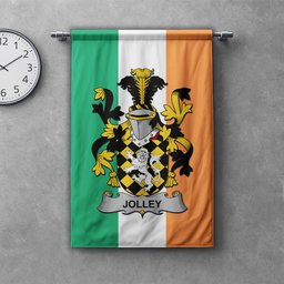 ScotsTee Shop Irish Jolley or Jolly Clan Coat of Arms Irish Tartan Gonfalon Flag