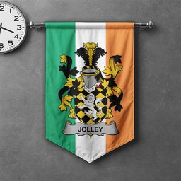 ScotsTee Shop Irish Jolley or Jolly Clan Coat of Arms Irish Tartan Gonfalon Flag