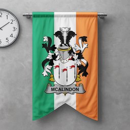 ScotsTee Shop Irish McAlindon or McAlindem Clan Coat of Arms Irish Tartan Gonfalon Flag