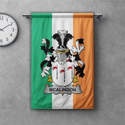 ScotsTee Shop Irish McAlindon or McAlindem Clan Coat of Arms Irish Tartan Gonfalon Flag