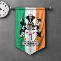 ScotsTee Shop Irish McAlindon or McAlindem Clan Coat of Arms Irish Tartan Gonfalon Flag
