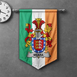 ScotsTee Shop Irish Meara or O'Mara Clan Coat of Arms Irish Tartan Gonfalon Flag